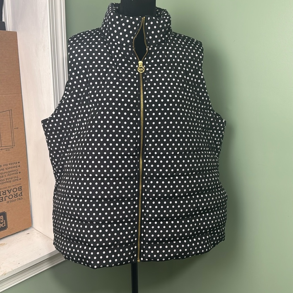 Michael Kors, black and white polkadotted vest 2X